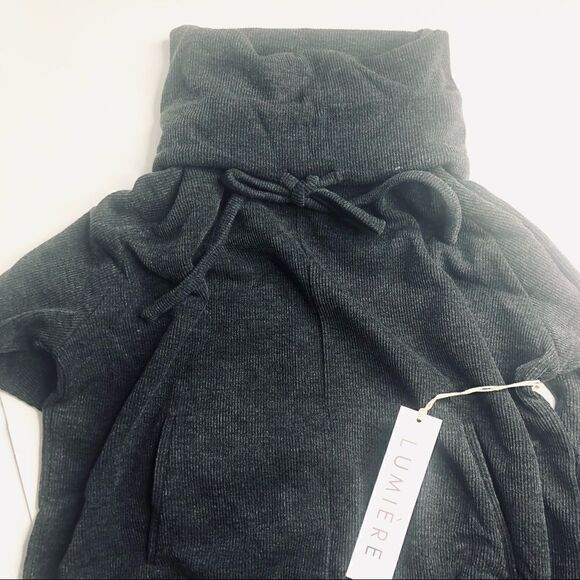 LUMIERE Charcoal Gray Long-Sleeve Super Soft Turtleneck Pullover Top Sweatshirt - Picture 5 of 13